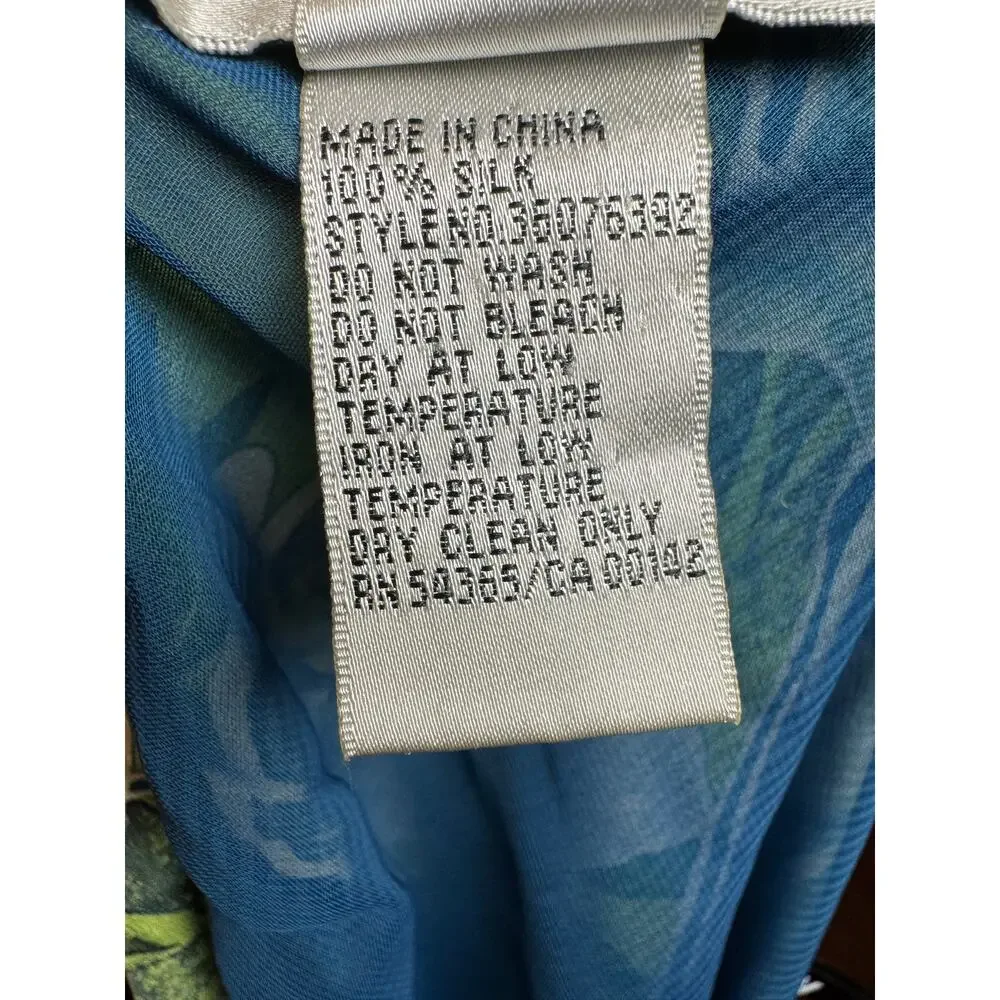 Vintage Nygard Skirt Blue Lime Green Tropical Floral Print Size: 14